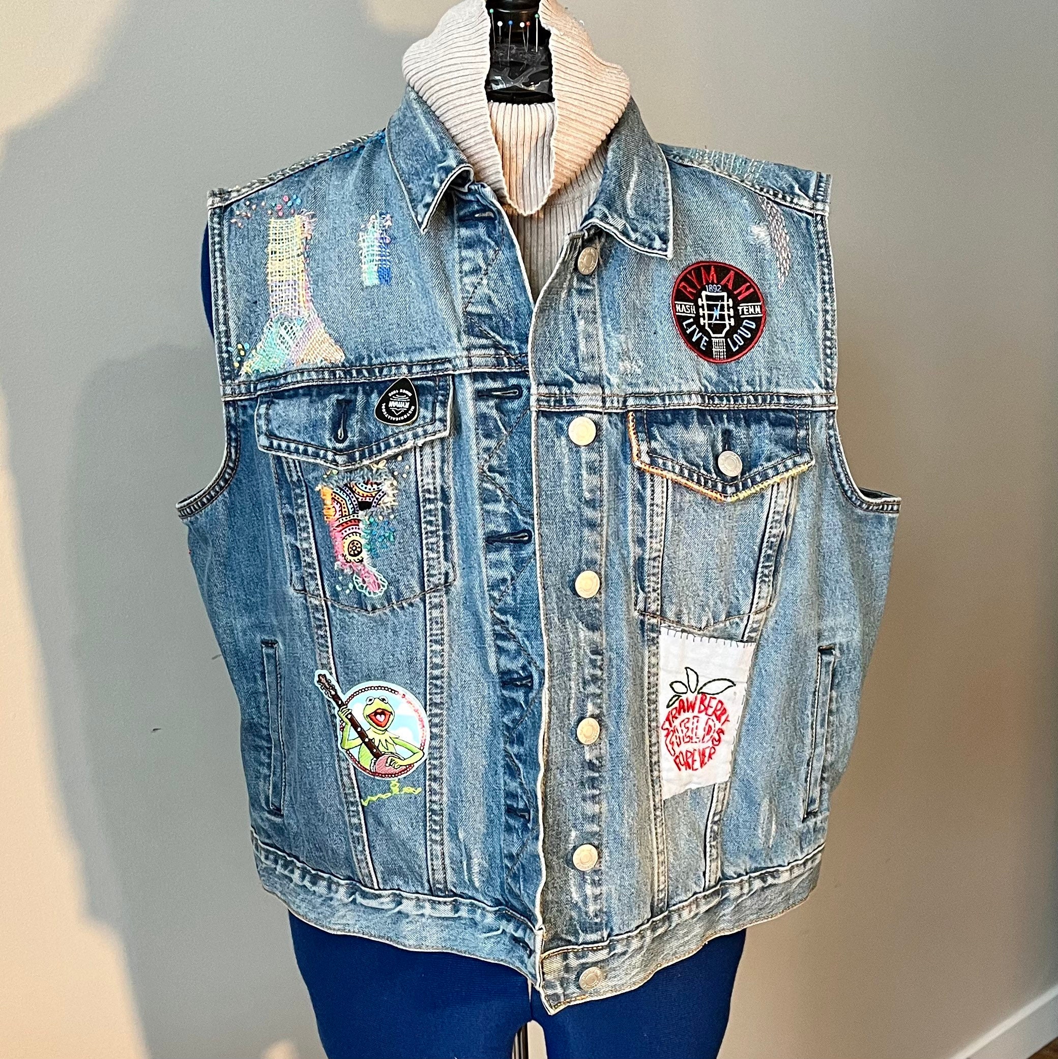 Rock Denim Vest - Etsy