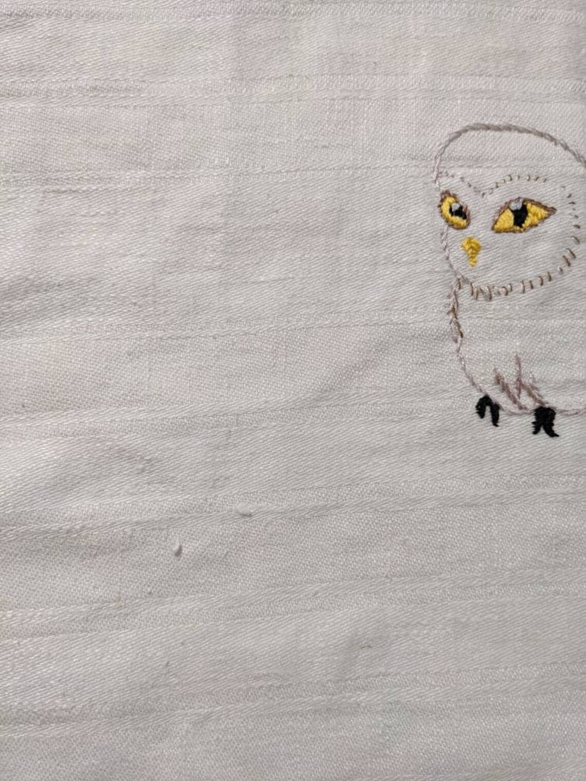 Handmade embroidered pillow sham. Baby Hedwig embroidered on Etsy