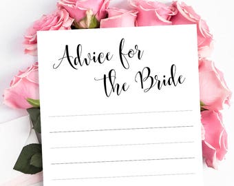 Advice for the Bride printable Wedding advice cards template Instant download PDF JPEG