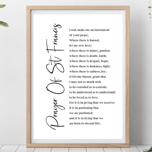 Prayer of Saint Francis of Assisi-saint Francis Print-lord - Etsy