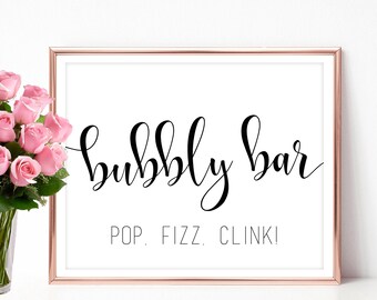 Bubbly bar sign printable Bridal Shower bubbly bar decor signage Instant download 4x6 5x7 8x10 PDF JPEG