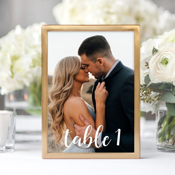 Wedding photo table numbers, Picture table number template, Editable with TEMPLETT - Instant download