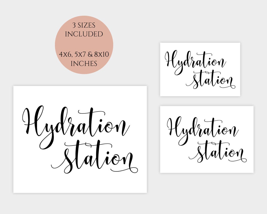 Hydration station sign template Printable wedding bar signs | Etsy
