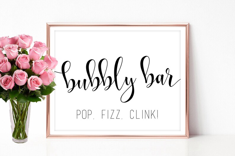 Bubbly Bar Sign Printable Bridal Shower Bubbly Bar Decor - Etsy