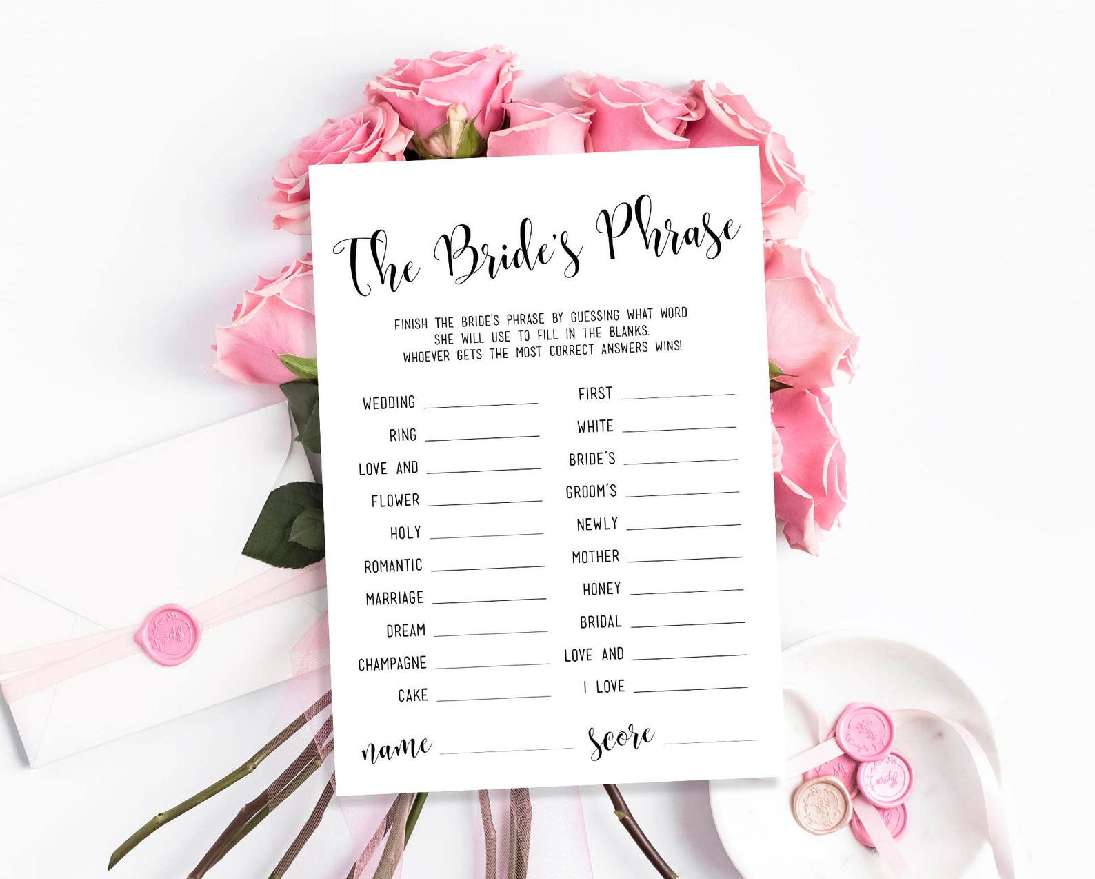Finish the Bride's Phrase Game Printable Bridal Shower - Etsy