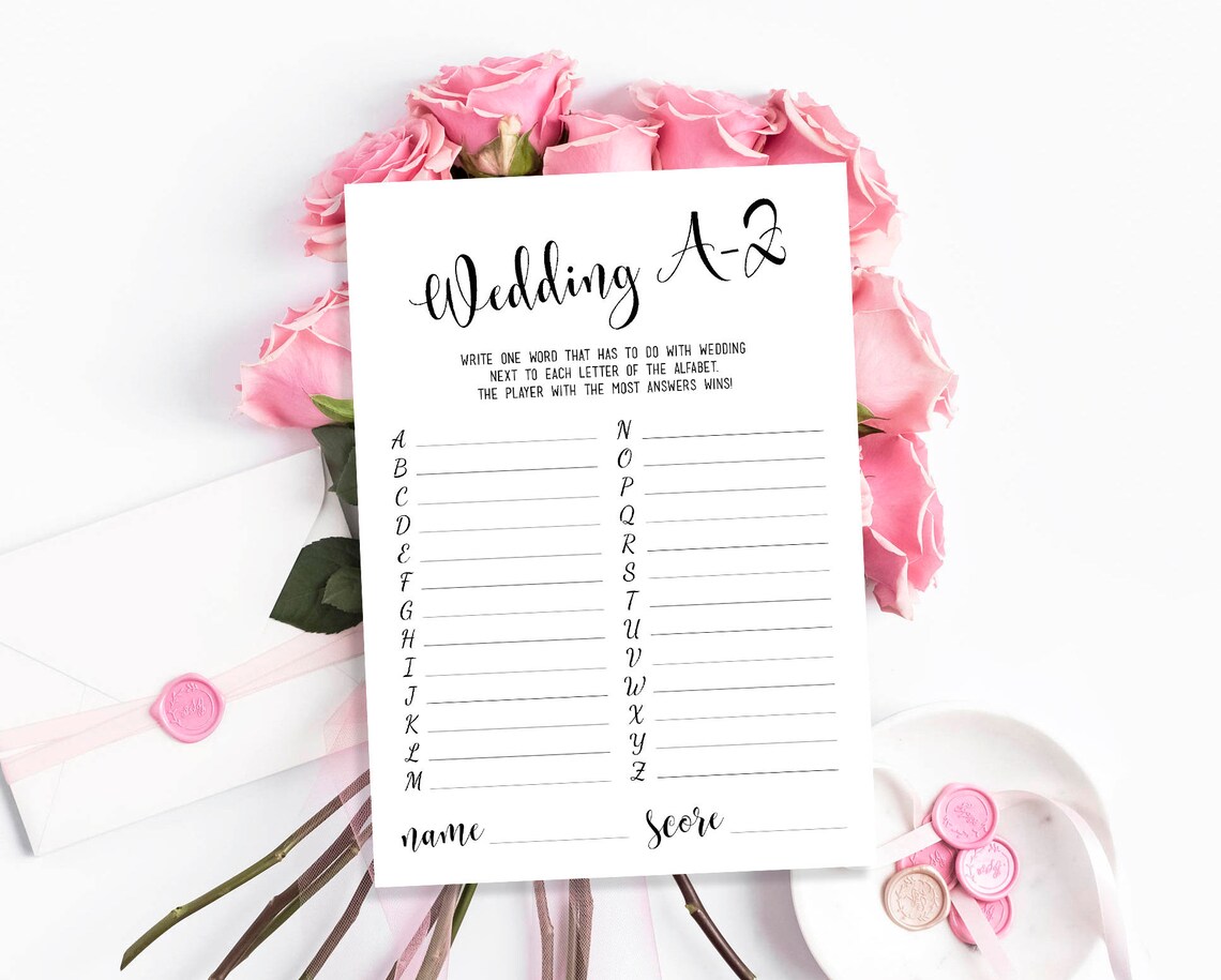 Wedding A-Z Game Printable Bridal Shower A to Z Alphabet Game - Etsy