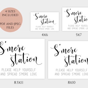 Printable S'mores Station Sign Template for Wedding Smore Station Signs ...