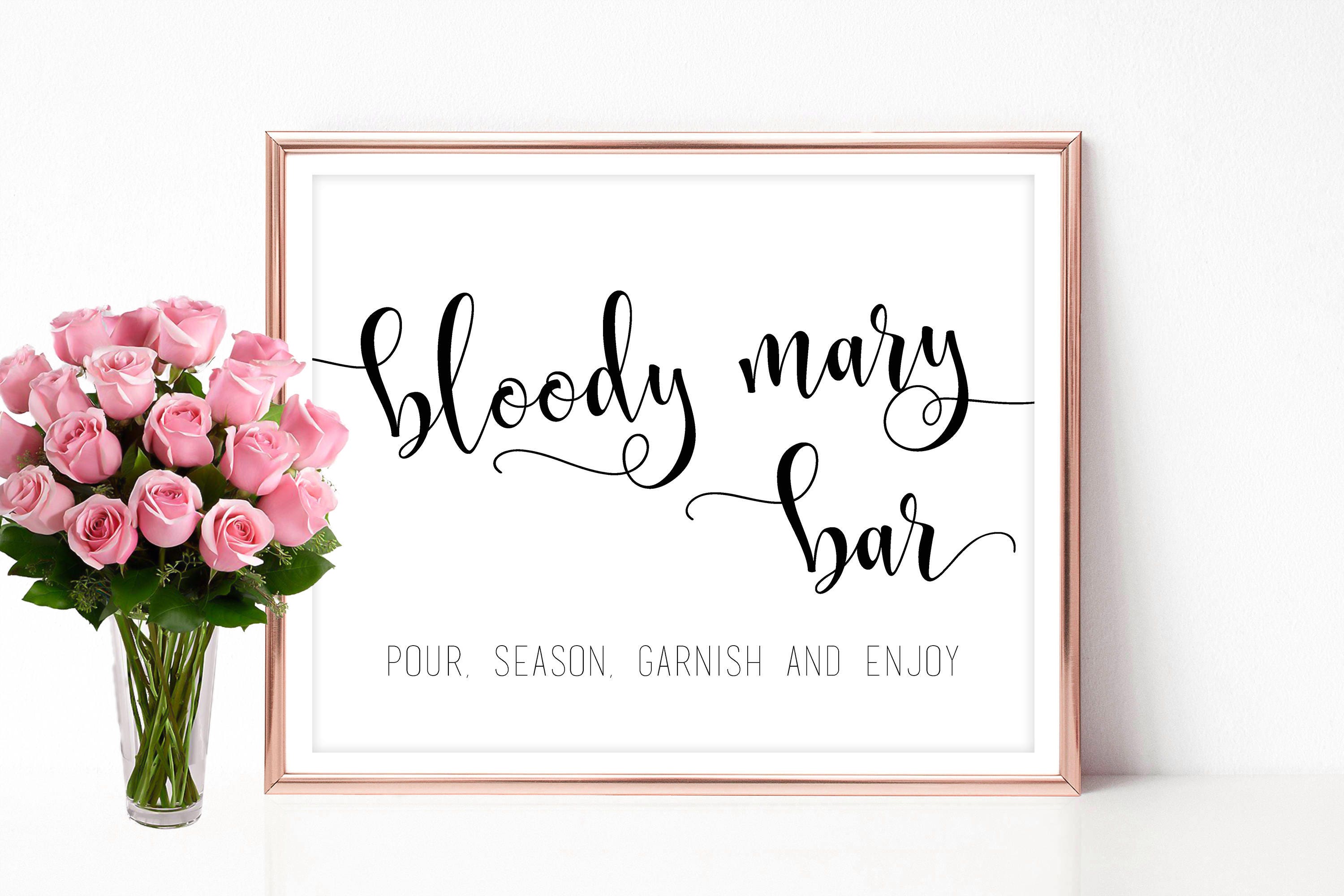 Bloody mary bar sign Wedding bar decor Printable banner 4x6 | Etsy
