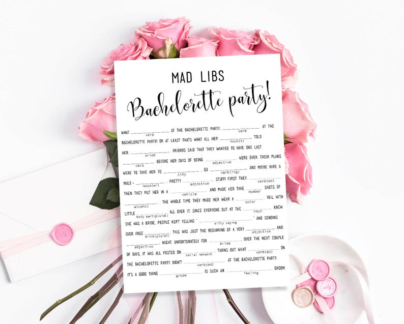 Funny Mad Libs game Printable Bridal Shower Mad Lib template | Etsy
