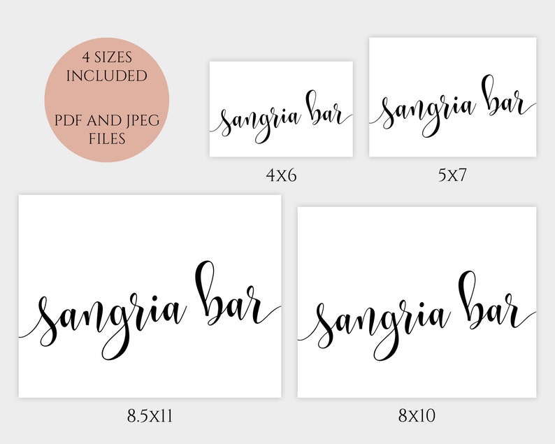 Sangria Bar Sign Printable Bridal Shower Sangria Sign Instant - Etsy