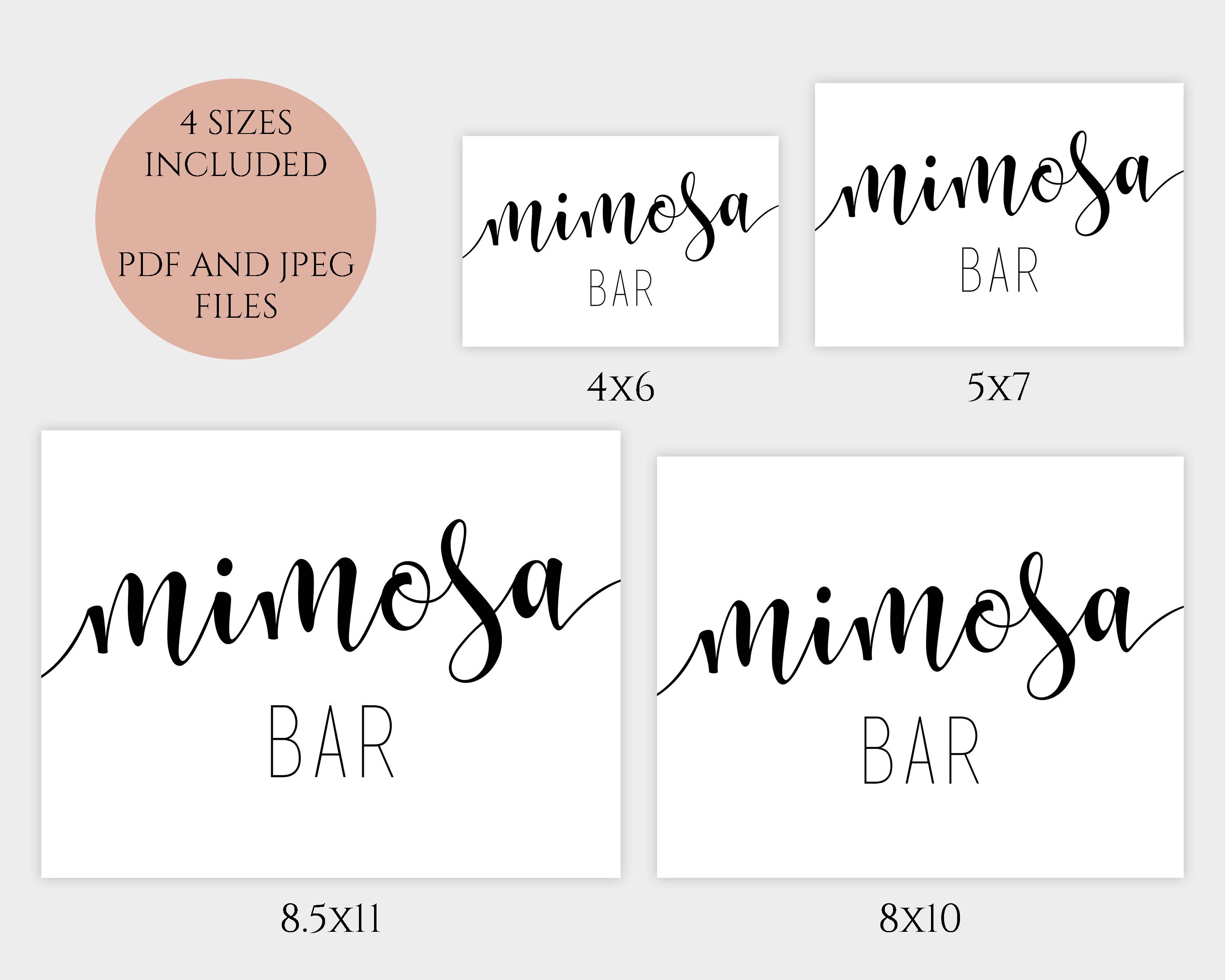 Mimosa Bar Sign Printable Mimosa Sign Template for Wedding 4x6 5x7 8x10 ...