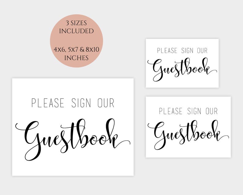 Please Sign Our Guestbook Sign Printable Guest Book Table Decor Sign ...