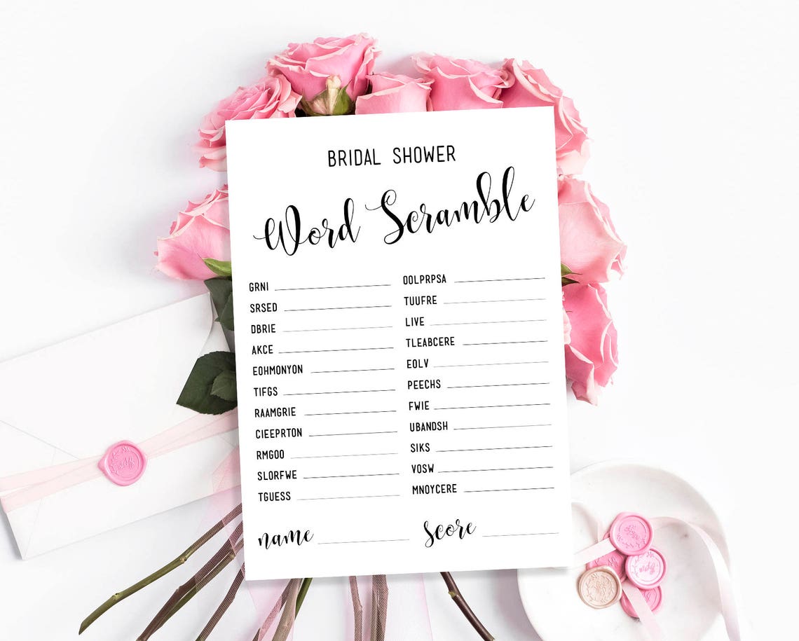 Bridal Word Scramble Printable Bridal Shower Scramble Game Template DIY ...