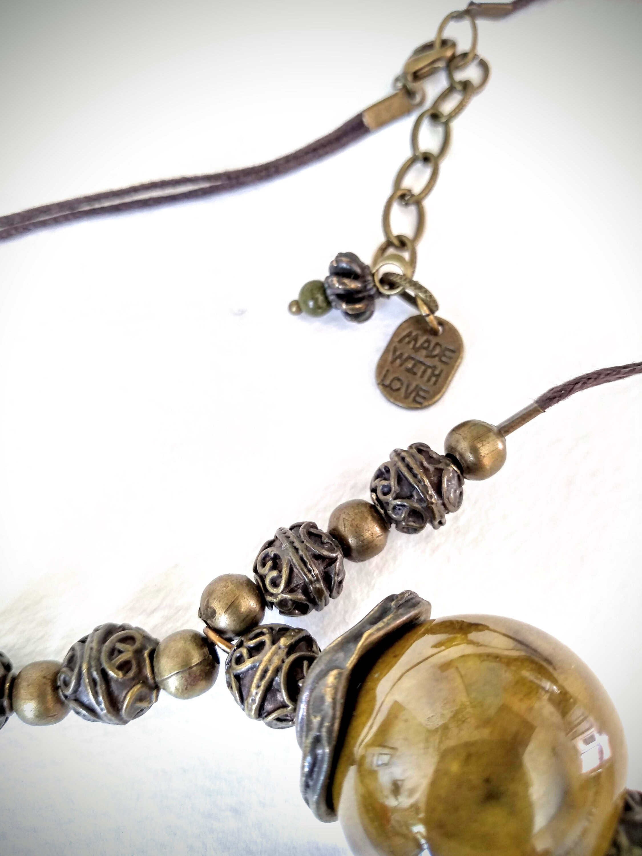 【COSYHARU】autumn minimal achromatic city collar Ceramic Necklace - Khaki Autumn Green - Vintage Look Dual