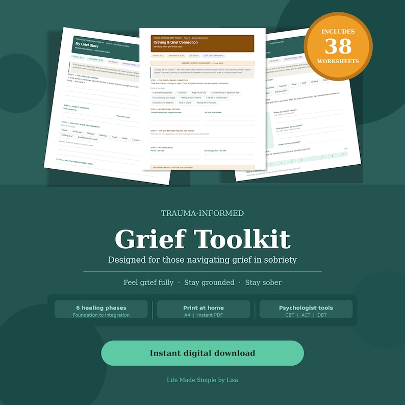 Grief Workbook for Recovery | 38 Printable Therapy Worksheets | 6 ...