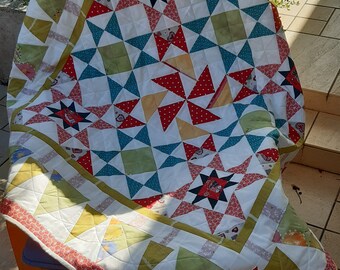 Square patchwork cotton blanket