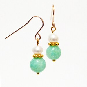 Mint Quartz and Freshwater Pearl 14K Gold-Filled Earrings