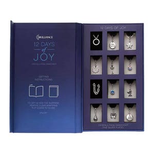 Adventskalender 2025/26 Armband und Halskette mit Anhänger Schmuckset mit Swarovski Kristallen '12 Days of Joy' Charms Weihnachten Mädchen, Kinder