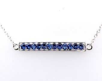 Swarovski Crystal Birthstone Bar Collar - 925 Plata de ley - Nuevo -