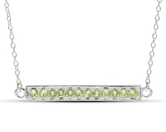 Colgante de collar con barra de piedra natal de cristal de Swarovski, plata de ley 925, nuevo