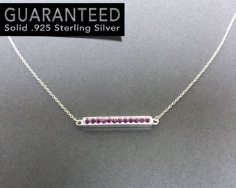 Swarovski Crystal Birthstone Bar Necklace - 925 Sterling Silver - Brand New -