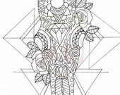 Sugar Skull Giraffe Print