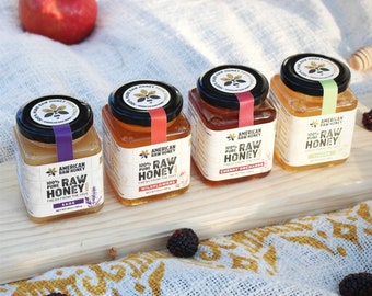 Raw Honey Variety Sampler Pack,Raw Linden Honey,Linden Honey,Raw Wildflower Honey,Cherry Blossom Honey,Raw Sage Honey,Organic Sage Honey