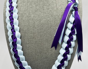 Braided Ribbon Lei - Carolina blue and purple