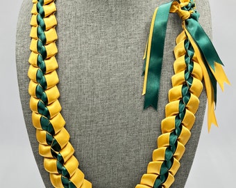 Braided Ribbon Lei - gold and green
