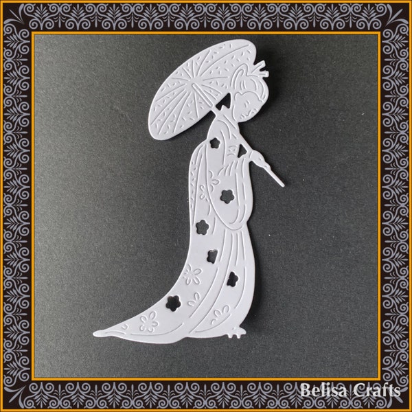 Geisha girl with umbrella die cuts x 5