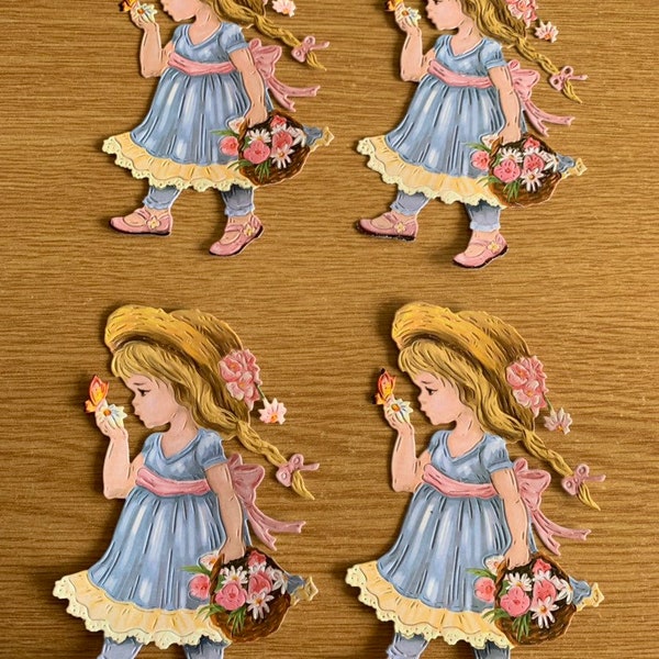 Tattered lace - flower girl die cuts x 4