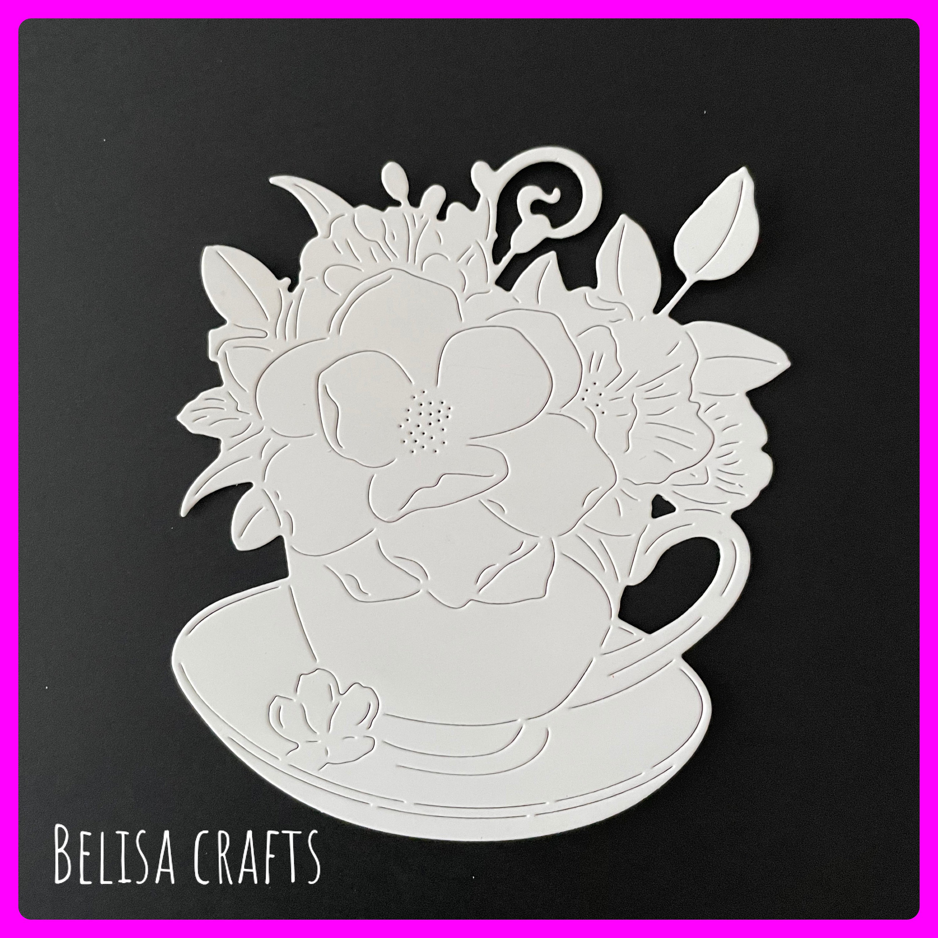 Flowers in a tea cup die cuts x 4 Etsy