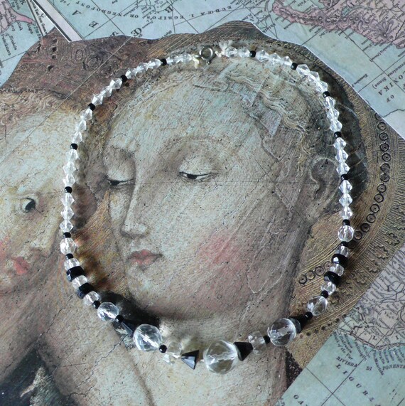 Art Deco short necklace glass beads Etsy