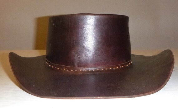 leather gambler hat