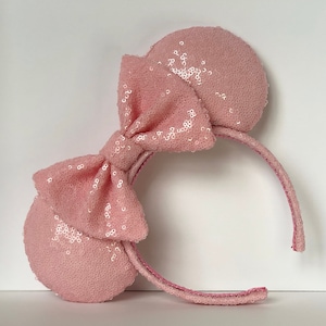 Millennial Pink Sequin Mouse Ears. Bubblegum Baby Pink Sequin Mouse Ears. Custom Handmade Mouse Ears Headband. Gifts for Her Under 50.