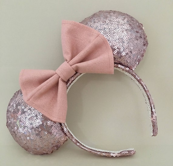 Sparkling Rose Gold Mouse Ears Headband s-l400.jpg main image 4