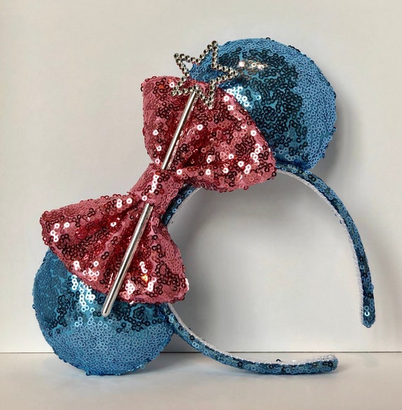 Fairy Godmother Sequin Mouse Ears. Blue and Pink Mouse Ears  display picture 3