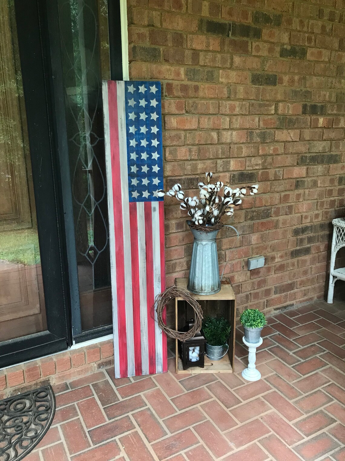 5' American Flag Porch Sign USA Flag Porch Sign Etsy