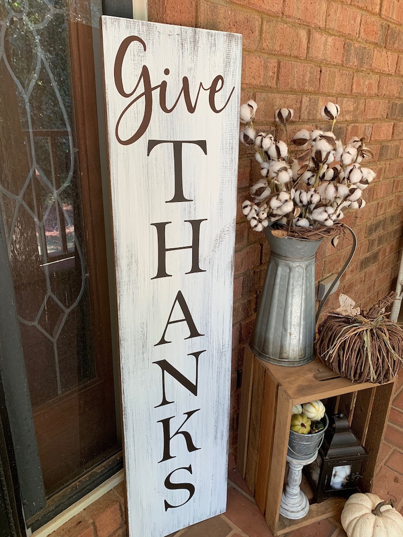 4' Give Thanks Porch Sign Thanksgiving Sign Decor | Etsy