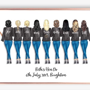 Personalisierbarer Bachelorette Druck - Hen Do Geschenk, Girl Group Art
