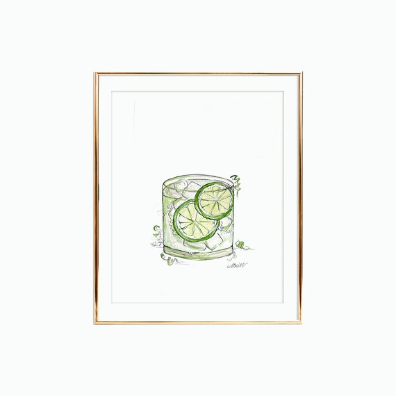 Gin and Tonic Watercolor Art Print Etsy