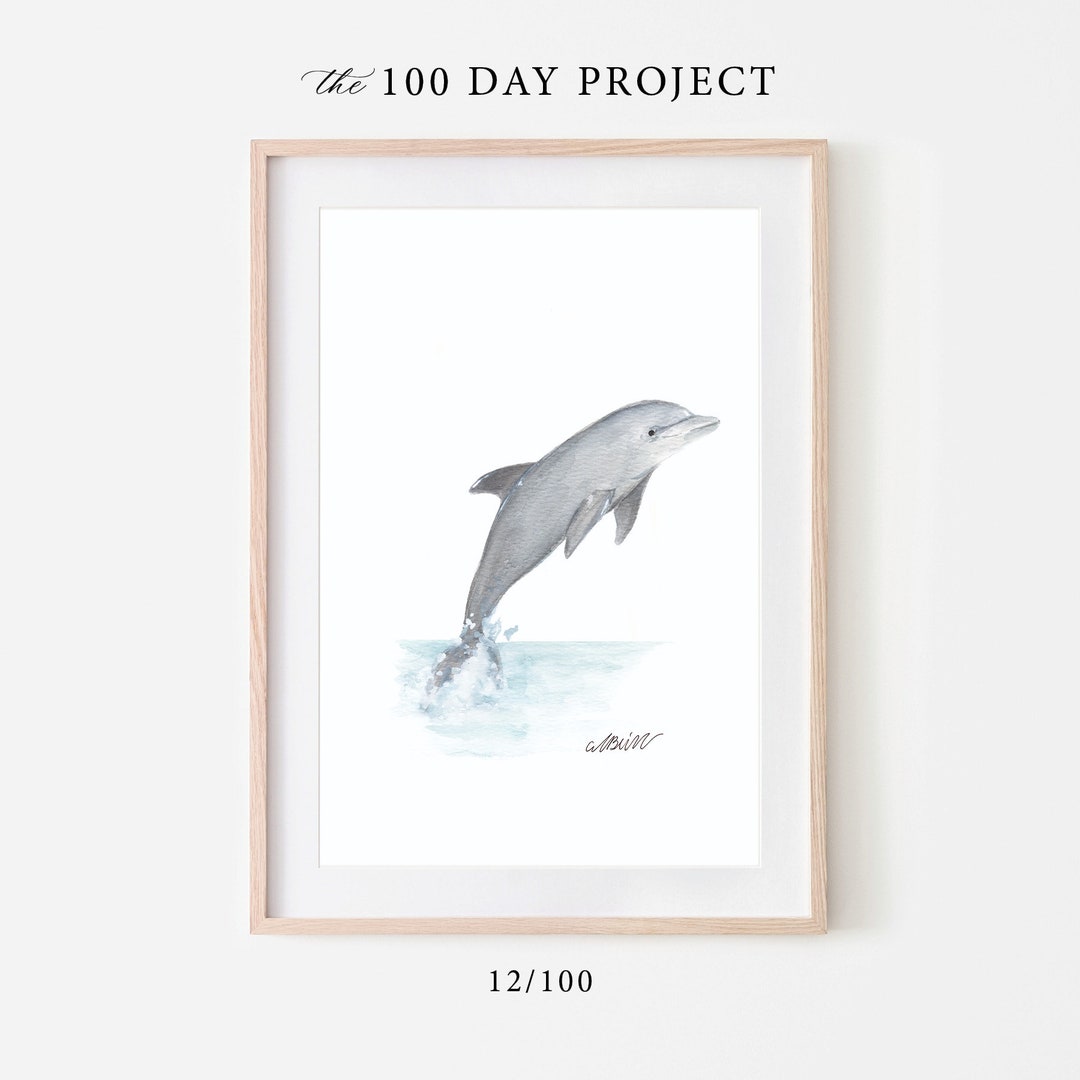 Bottlenose Dolphin Watercolor Art Print - Etsy