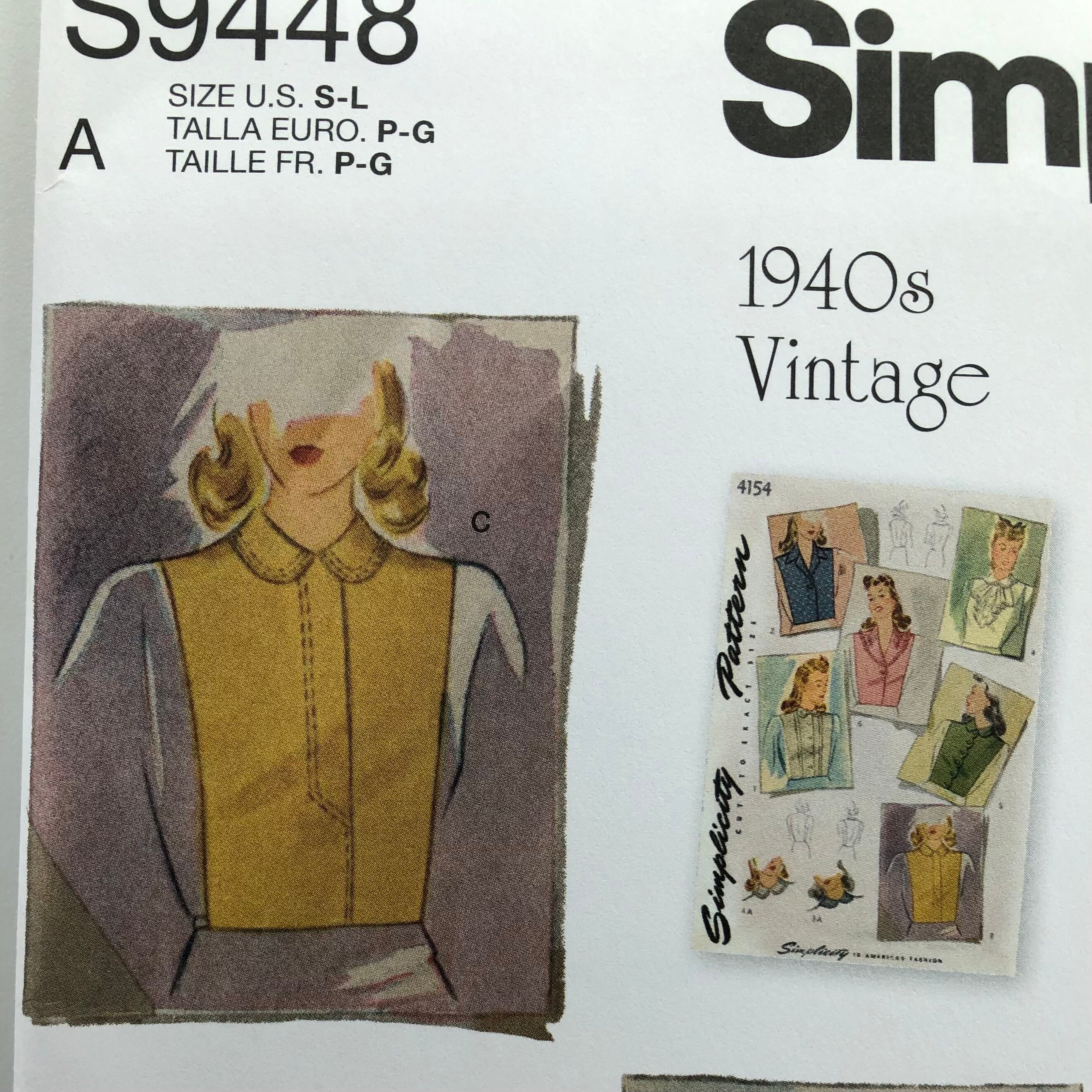 Simplicity S9448 Vintage 1940s Dickey Sewing Pattern (S-L) - Etsy