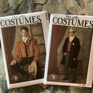 May include: Two sewing patterns for costumes, one featuring a cowboy with a brown vest and a black coat, and the other featuring a cowboy with a brown vest and a black coat. The patterns are from McCall's and are labeled "Costumes".