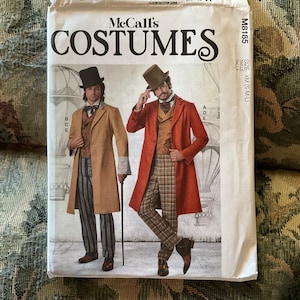 May include: A sewing pattern for two men's costumes. The pattern is for a long coat with a vest and pants. The pattern is from McCall's Costumes and is size XM (S-M-L).