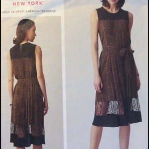 Vogue V1554 Sewing Pattern sleeveless Pullover dress 6-22 S-XL Isaac Mizrahi pleats yoke belt transparent hem bands High low NEW UNCUT