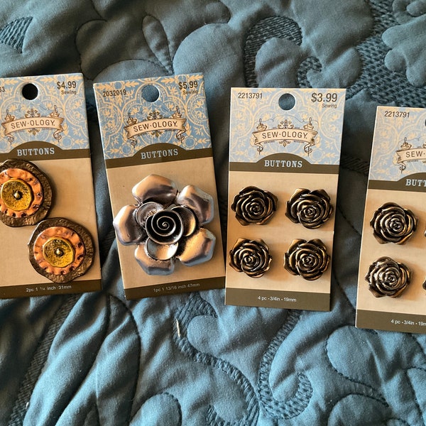 Silver Tone Buttons Etsy