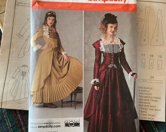 Simplicity 2172 Sewing Pattern 6-12 or 14-22 Steampunk Coat, boned Bustier, pleated steam punk Skirt, Victorian, Theresa LaQuey New UNCUT