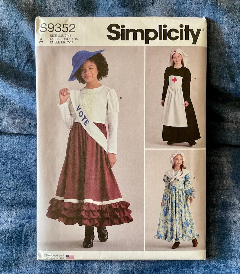 Simplicity S9352 Kids 7-14 Sewing Pattern Colonial 18th Century, WW I ...