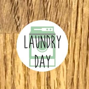 Laundry Day Planner Stickers, .5" round, matte 24 stickers, planning stickers,  organizing stickers, housework stickers, back to school